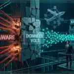 Contrat numérique lumineux au-dessus de serveurs fracturés
