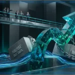 Graphique 3D illustrant la baisse de la capitalisation du marché crypto sous la pression macroéconomique.