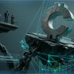 Graphique 3D représentant la capitalisation du marché crypto face aux incertitudes macroéconomiques.