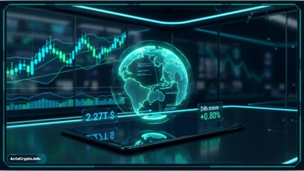 Analyse technique du marché crypto avec graphiques et données de capitalisation sur fond de trading.