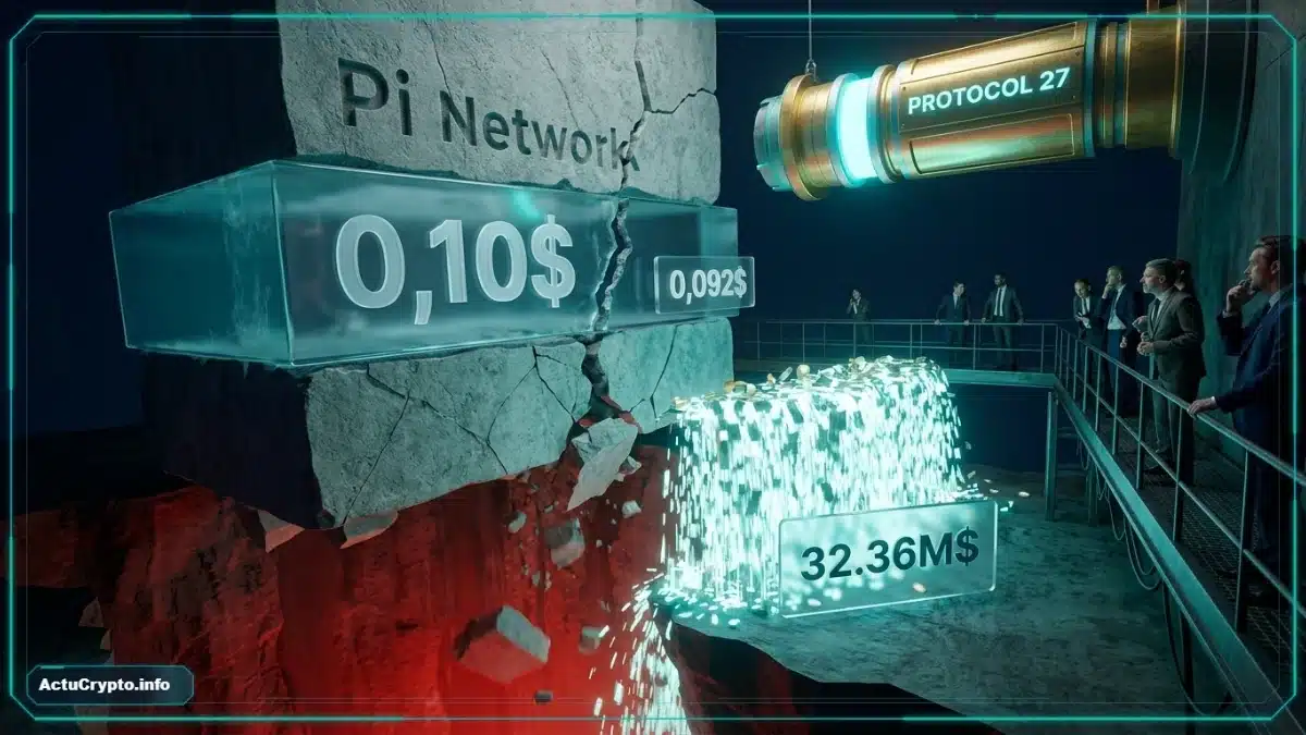 Symbole Pi Network sous pression baissière dans un environnement financier sombre