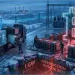 Rangées de serveurs de minage crypto dans un entrepôt industriel en Russie.