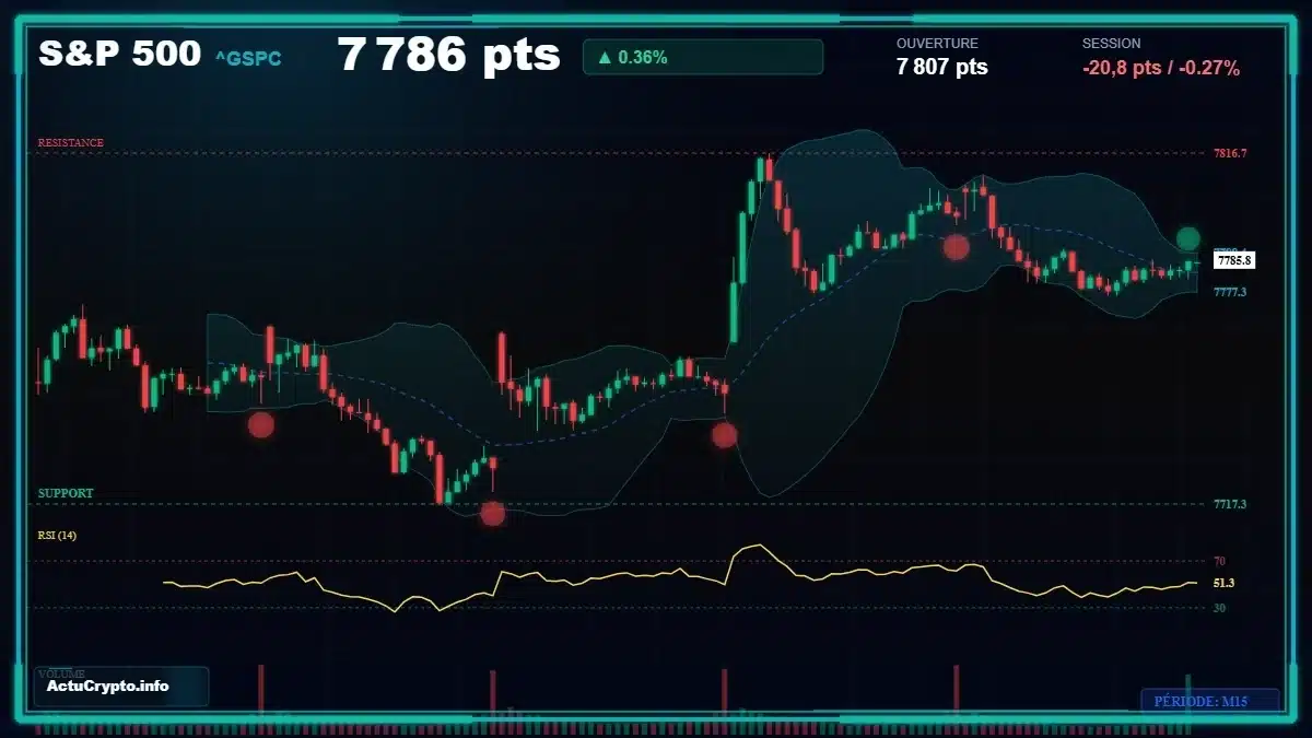 Graphique du cours S&P 500 (^GSPC) Analyse technique du cours S&P 500 (^GSPC) avec données de marché récentes