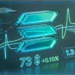 Graphique financier et logo Solana en 3D illustrant l'analyse macroéconomique du marché crypto