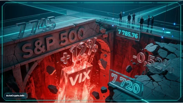 Graphique abstrait montrant la baisse du S&P 500 et la hausse de la volatilité.