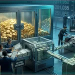 Coffre-fort institutionnel lumineux représentant la réserve Bitcoin de Strategy.