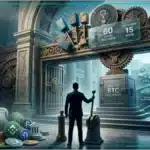 Un marteau de justice numérique illuminé représentant la régulation crypto.