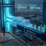 Représentation conceptuelle de l'intégration d'Uniswap sur la blockchain Arc de Circle.