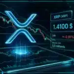 Représentation 3D du jeton XRP avec graphique financier et données de marché