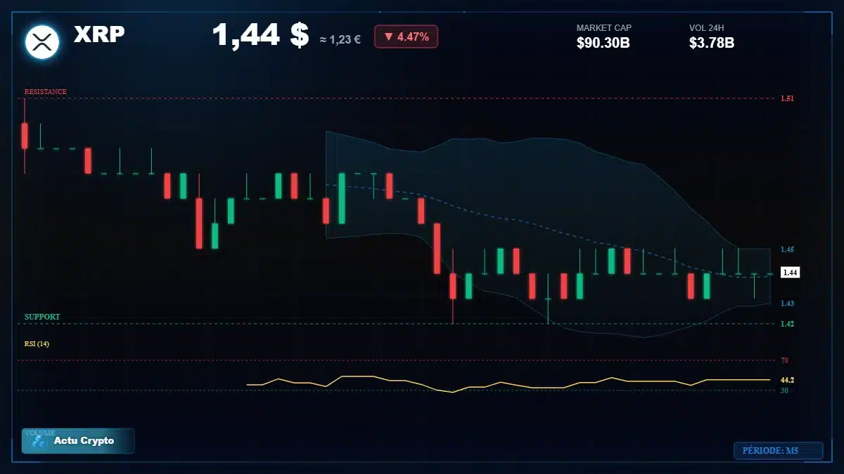Graphique du cours XRP Analyse technique du cours XRP avec données de marché récentes