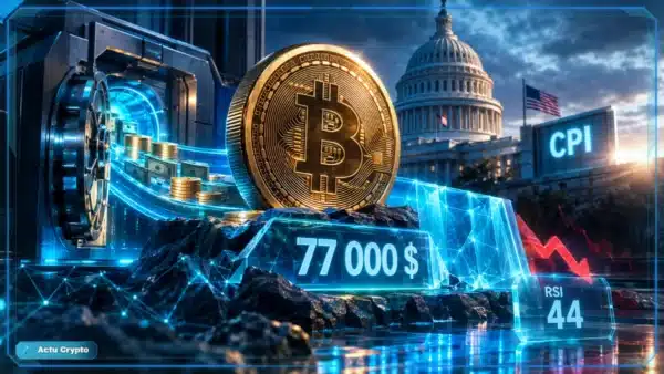 Bitcoin doré sur un support fissuré avant la publication du CPI américain
