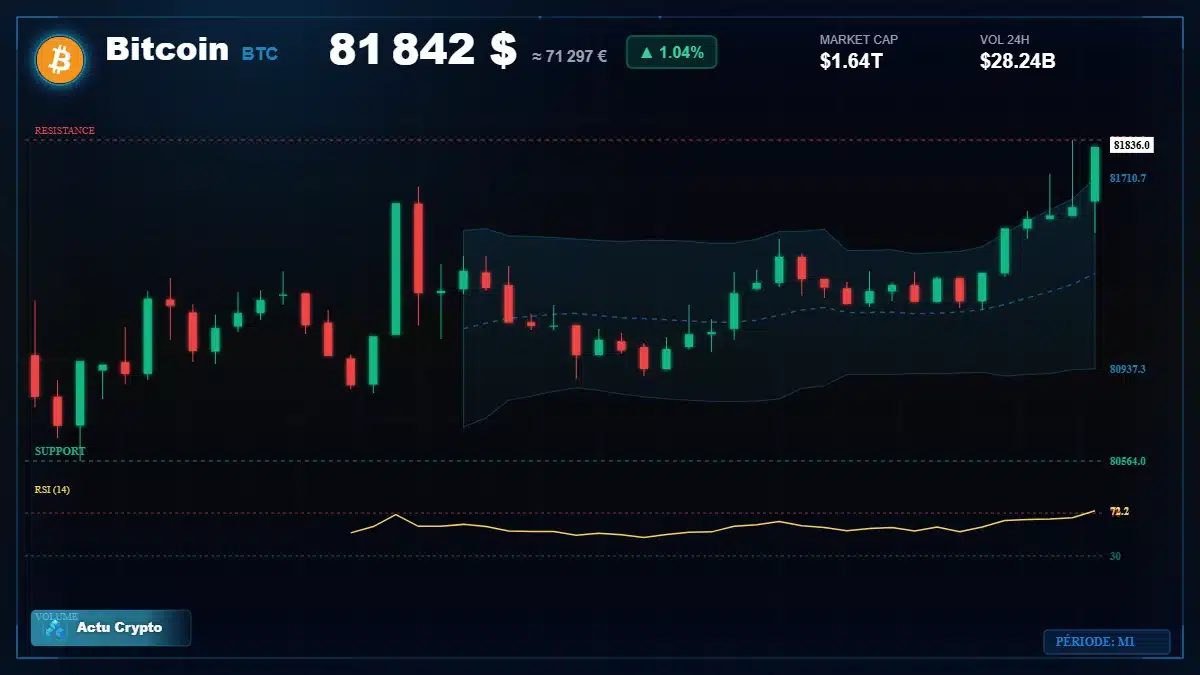 Graphique du cours Bitcoin (BTC) Analyse technique du cours Bitcoin (BTC) avec données de marché récentes