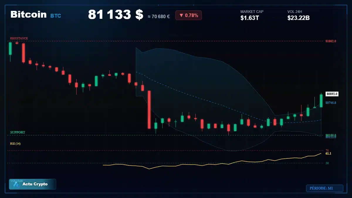 Graphique du cours Bitcoin (BTC) Analyse technique du cours Bitcoin (BTC) avec données de marché récentes