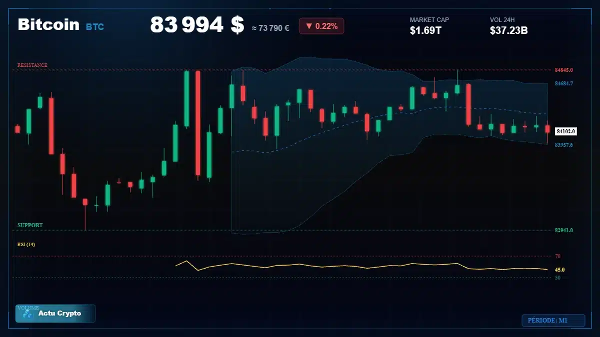Graphique du cours Bitcoin (BTC) Analyse technique du cours Bitcoin (BTC) avec données de marché récentes