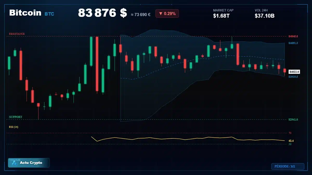 Graphique du cours Bitcoin (BTC) Analyse technique du cours Bitcoin (BTC) avec données de marché récentes