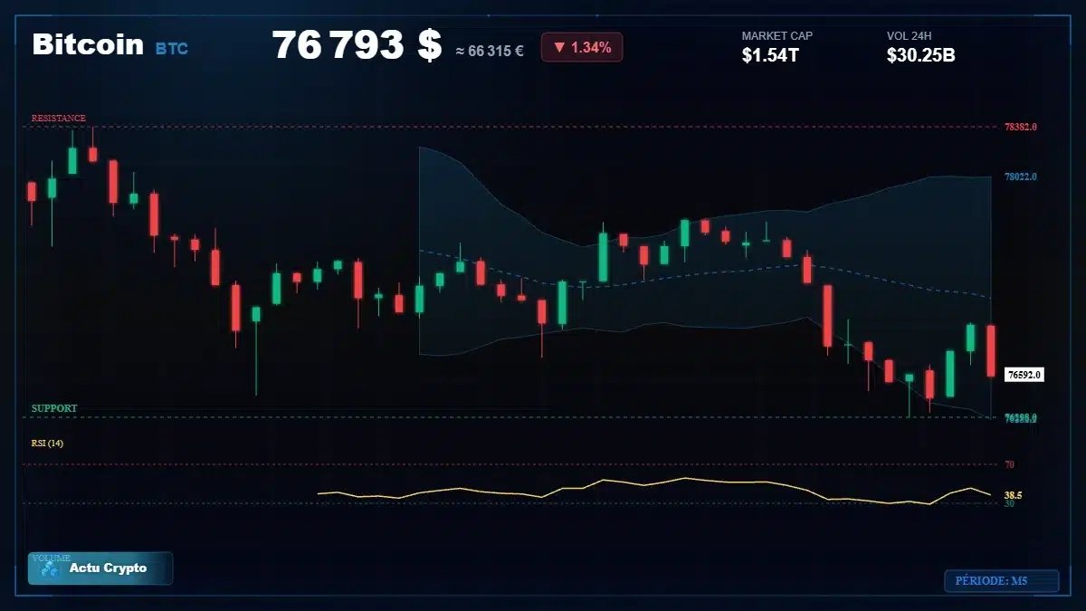 Graphique du cours Bitcoin (BTC) Analyse technique du cours Bitcoin (BTC) avec données de marché récentes