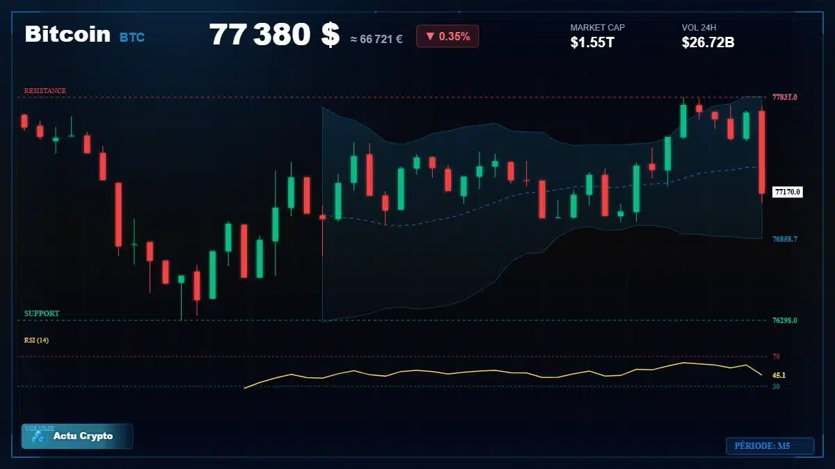 Graphique du cours Bitcoin (BTC) Analyse technique du cours Bitcoin (BTC) avec données de marché récentes