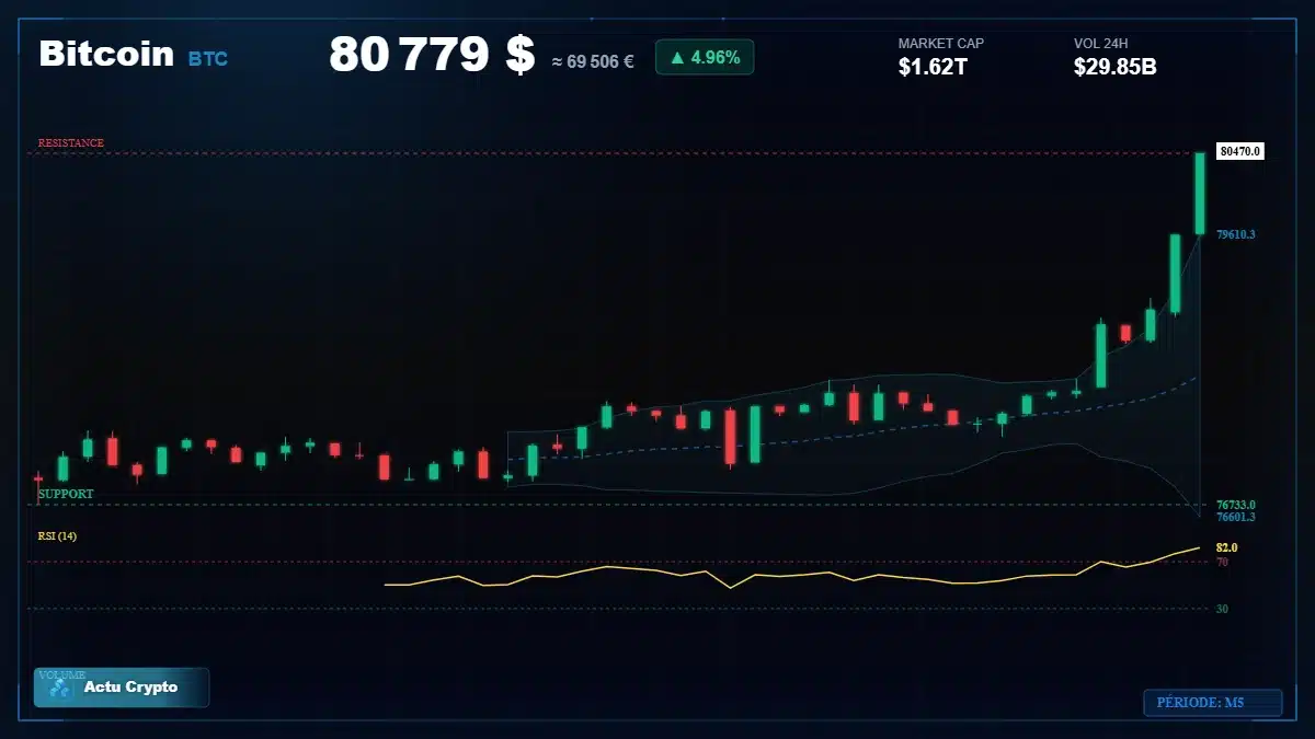 Graphique du cours Bitcoin (BTC) Analyse technique du cours Bitcoin (BTC) avec données de marché récentes