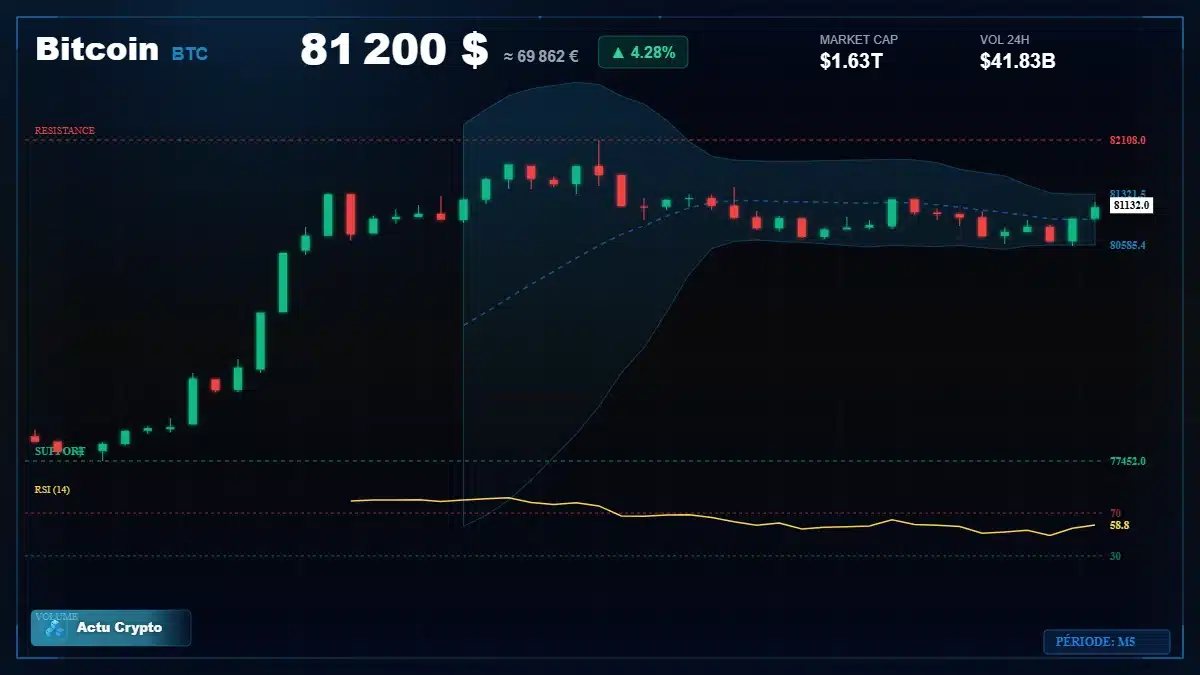 Graphique du cours Bitcoin (BTC) Analyse technique du cours Bitcoin (BTC) avec données de marché récentes
