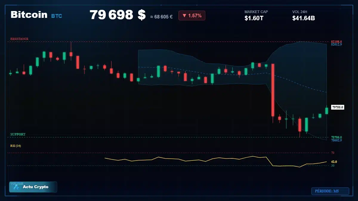 Graphique du cours Bitcoin (BTC) Analyse technique du cours Bitcoin (BTC) avec données de marché récentes
