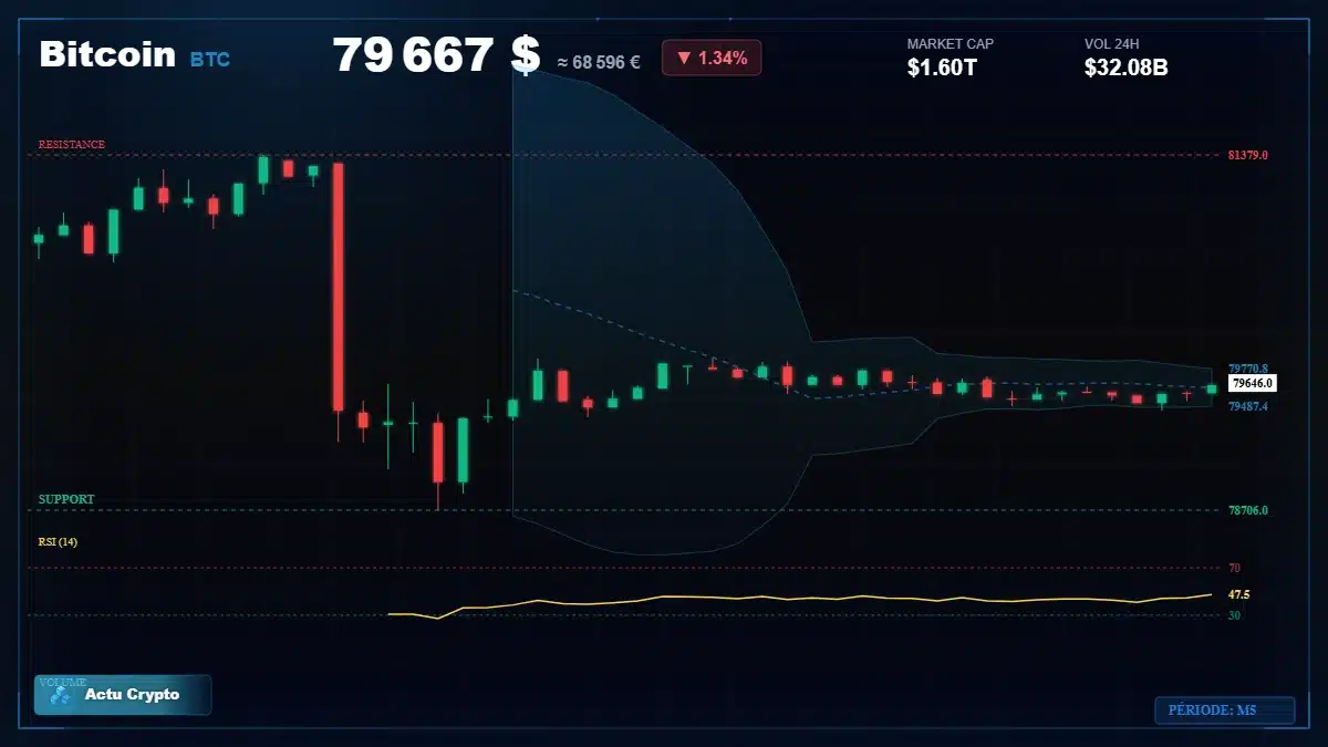 Graphique du cours Bitcoin (BTC) Analyse technique du cours Bitcoin (BTC) avec données de marché récentes