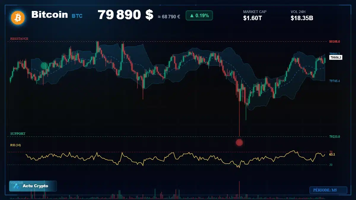 Graphique du cours Bitcoin (BTC) Analyse technique du cours Bitcoin (BTC) avec données de marché récentes