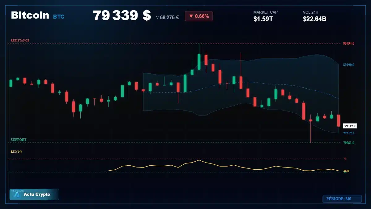 Graphique du cours Bitcoin (BTC) Analyse technique du cours Bitcoin (BTC) avec données de marché récentes