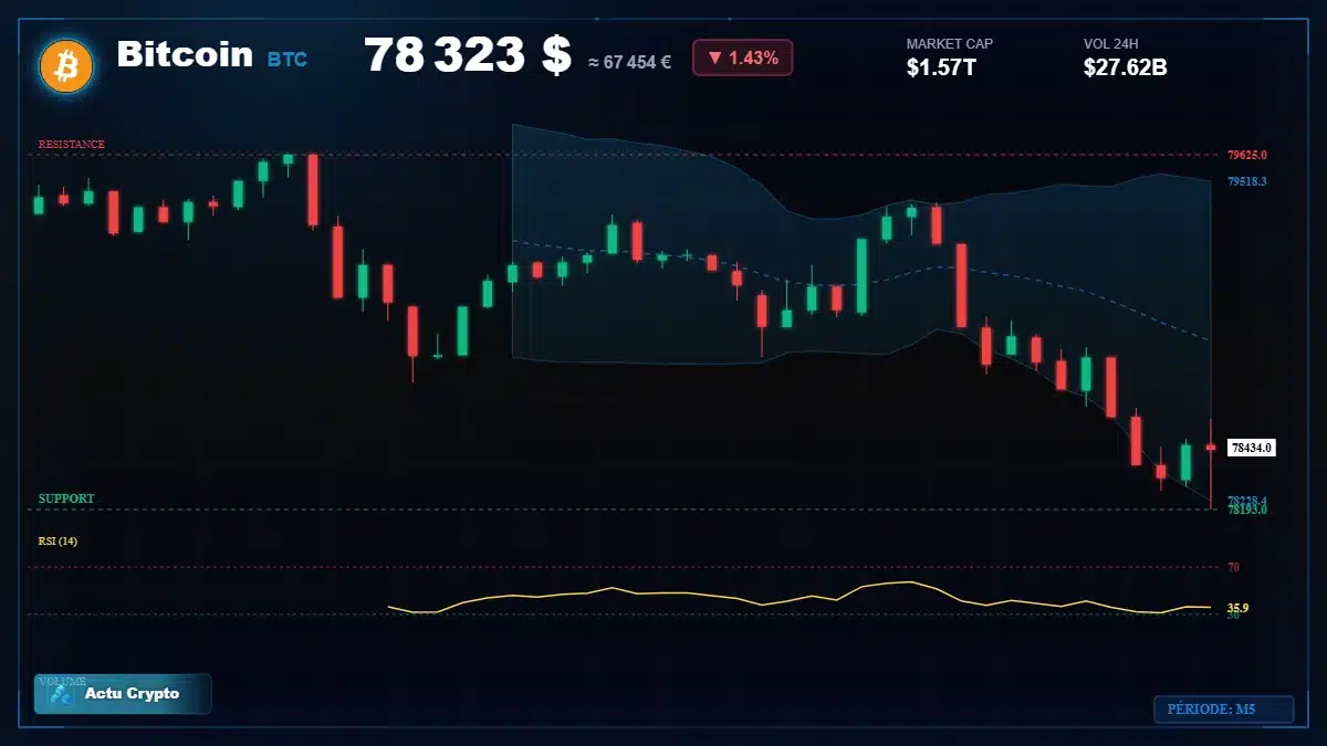Graphique du cours Bitcoin (BTC) Analyse technique du cours Bitcoin (BTC) avec données de marché récentes