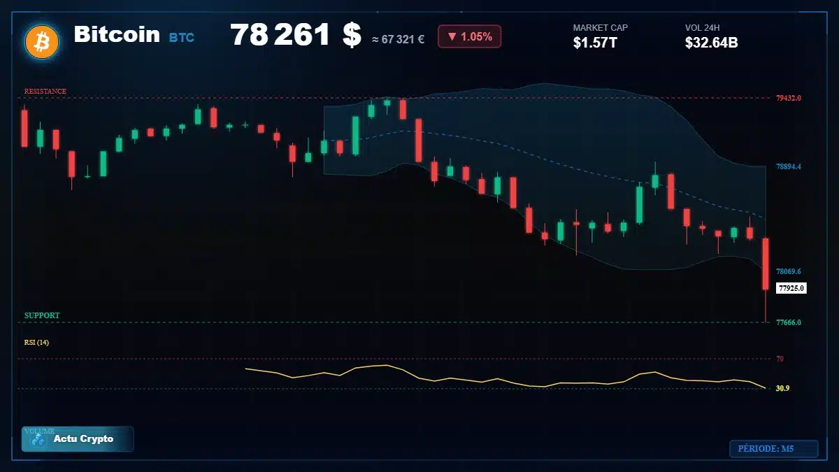 Analyse technique du cours Bitcoin (BTC) avec données de marché récentes