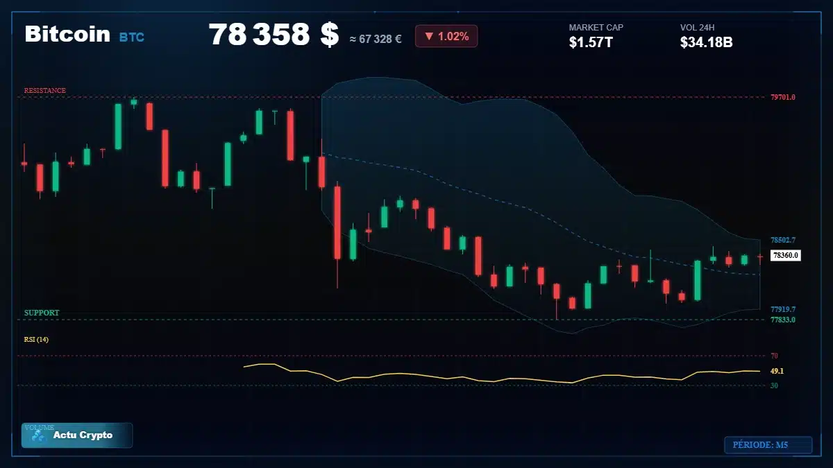 Analyse technique du cours Bitcoin (BTC) avec données de marché récentes