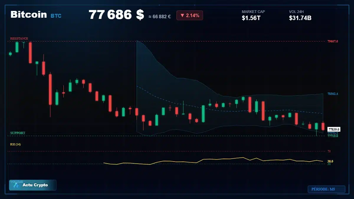 Graphique du cours Bitcoin (BTC) Analyse technique du cours Bitcoin (BTC) avec données de marché récentes