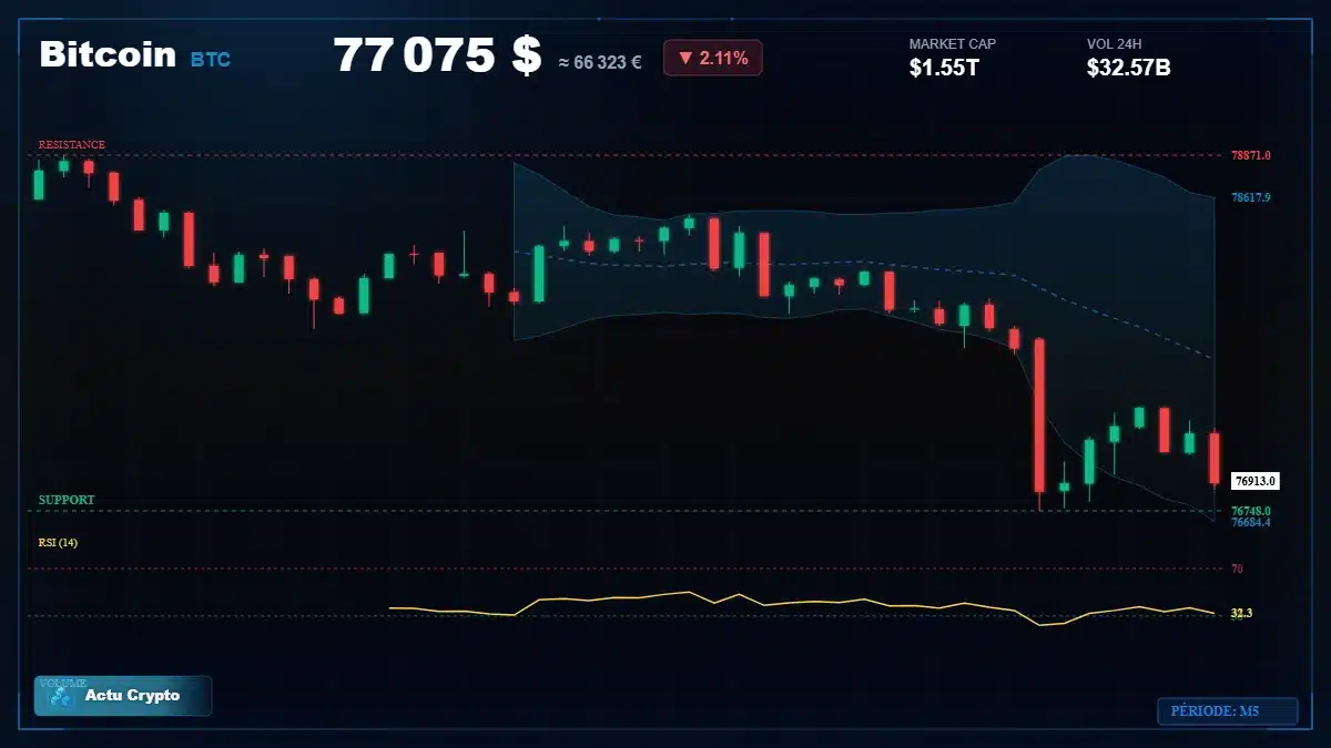 Graphique du cours Bitcoin (BTC) Analyse technique du cours Bitcoin (BTC) avec données de marché récentes