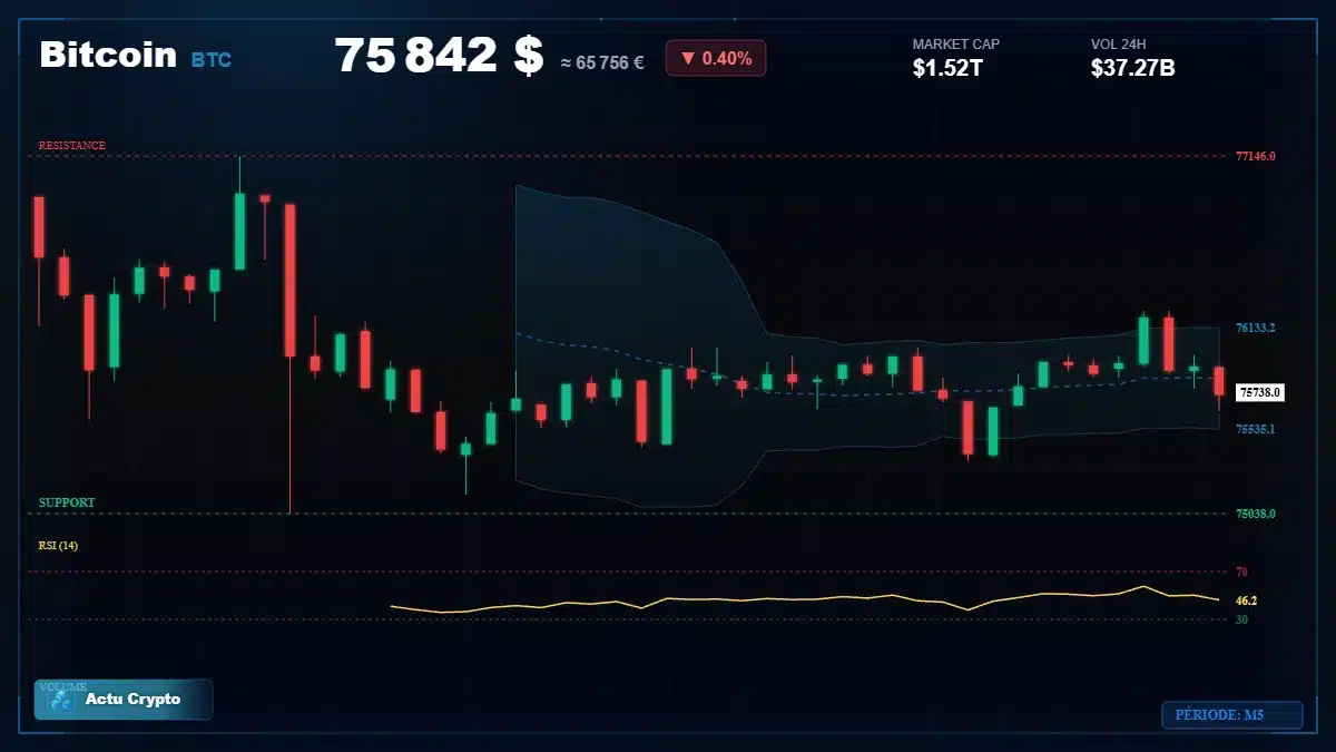 Graphique du cours Bitcoin (BTC) Analyse technique du cours Bitcoin (BTC) avec données de marché récentes