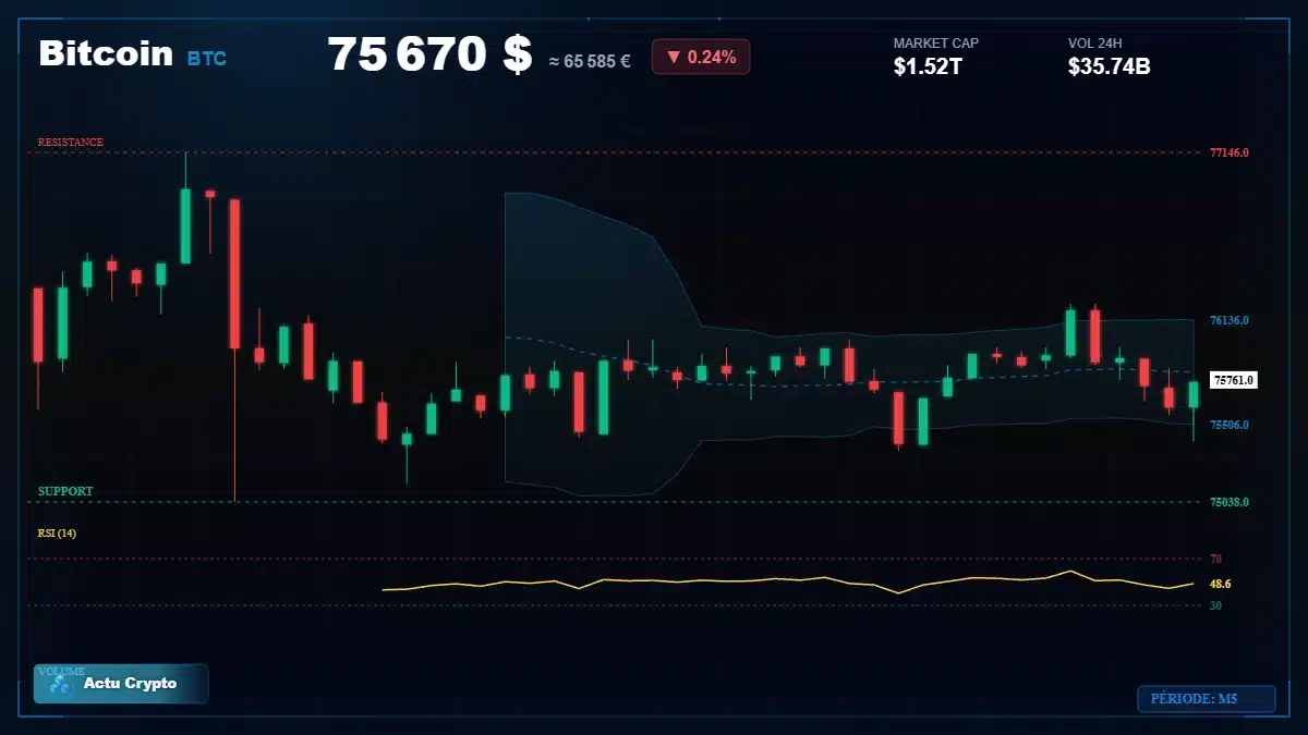 Analyse technique du cours Bitcoin (BTC) avec données de marché récentes