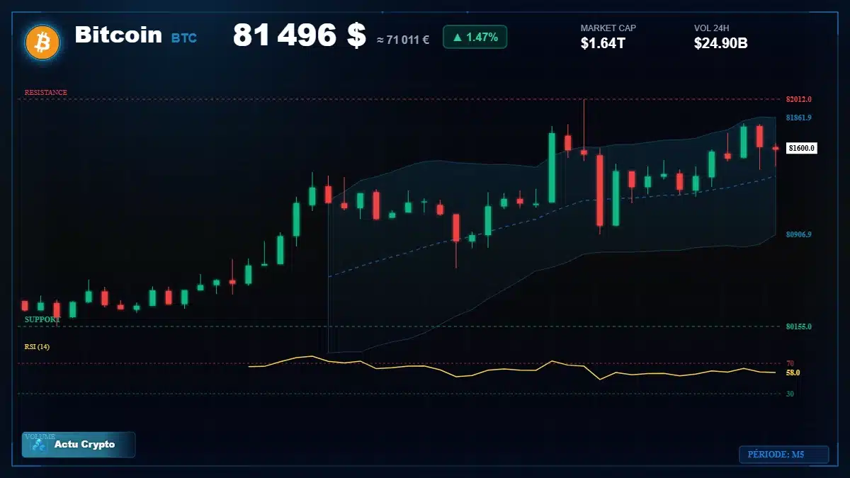 Graphique du cours Bitcoin (BTC) Analyse technique du cours Bitcoin (BTC) avec données de marché récentes