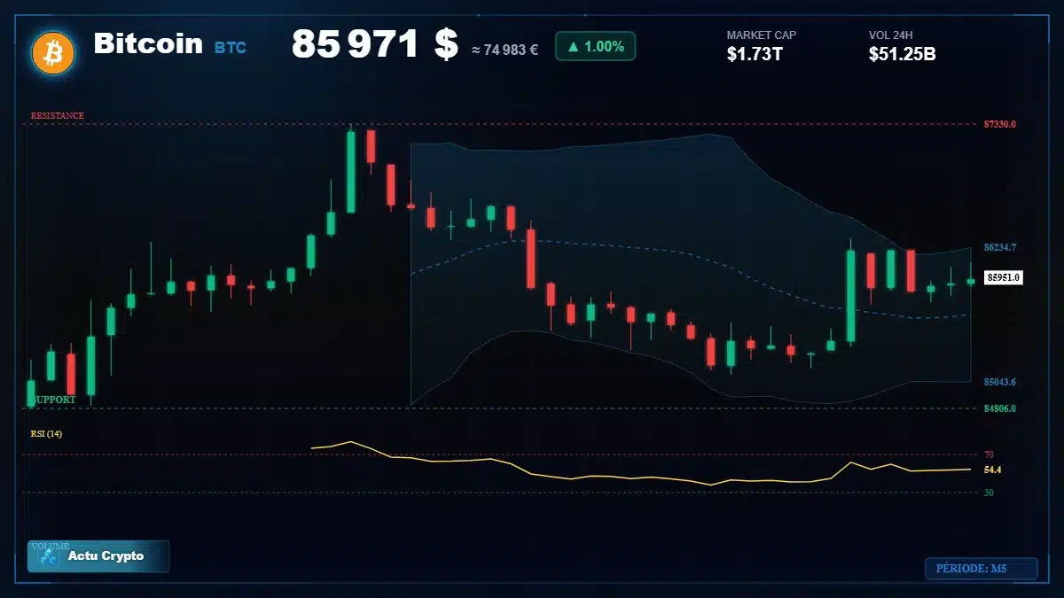 Graphique du cours Bitcoin (BTC) Analyse technique du cours Bitcoin (BTC) avec données de marché récentes