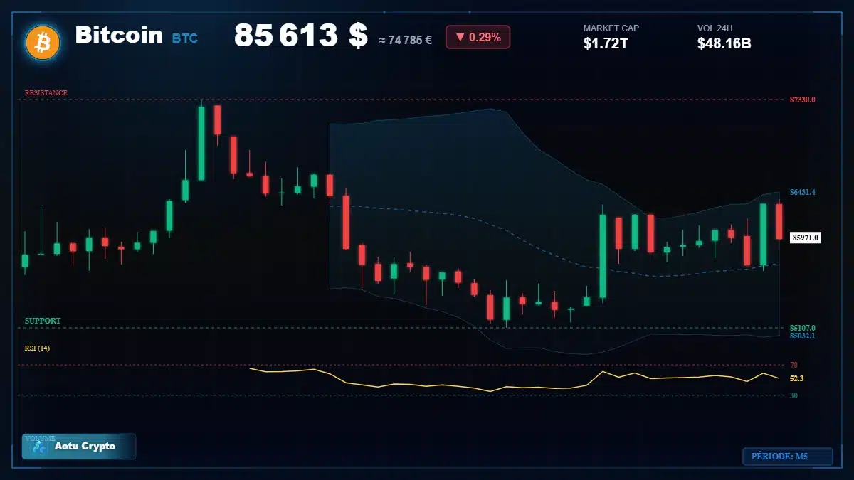 Graphique du cours Bitcoin (BTC) Analyse technique du cours Bitcoin (BTC) avec données de marché récentes