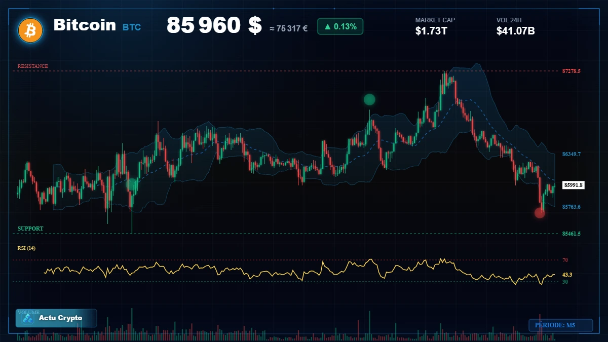 Graphique du cours Bitcoin (BTC) Analyse technique du cours Bitcoin (BTC) avec données de marché récentes