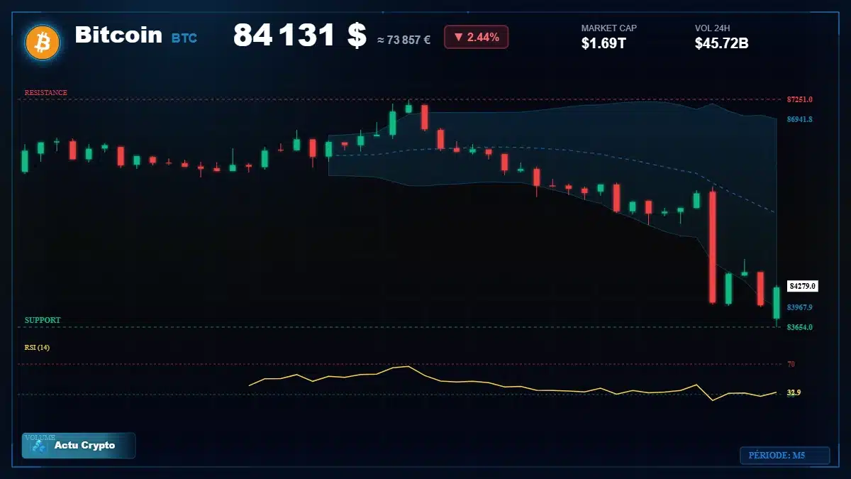 Graphique du cours Bitcoin (BTC) Analyse technique du cours Bitcoin (BTC) avec données de marché récentes