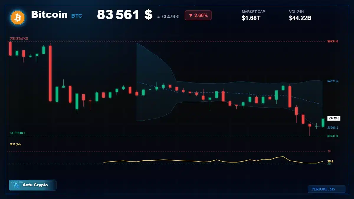 Graphique du cours Bitcoin (BTC) Analyse technique du cours Bitcoin (BTC) avec données de marché récentes