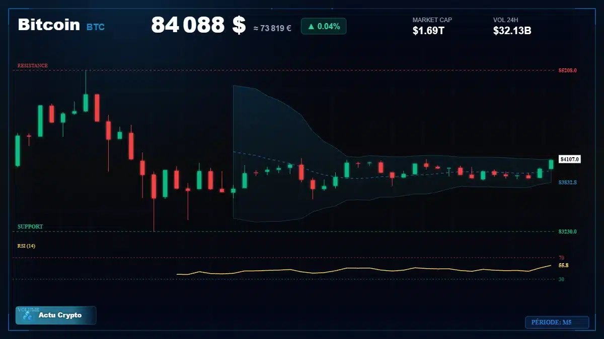 Graphique du cours Bitcoin (BTC) Analyse technique du cours Bitcoin (BTC) avec données de marché récentes