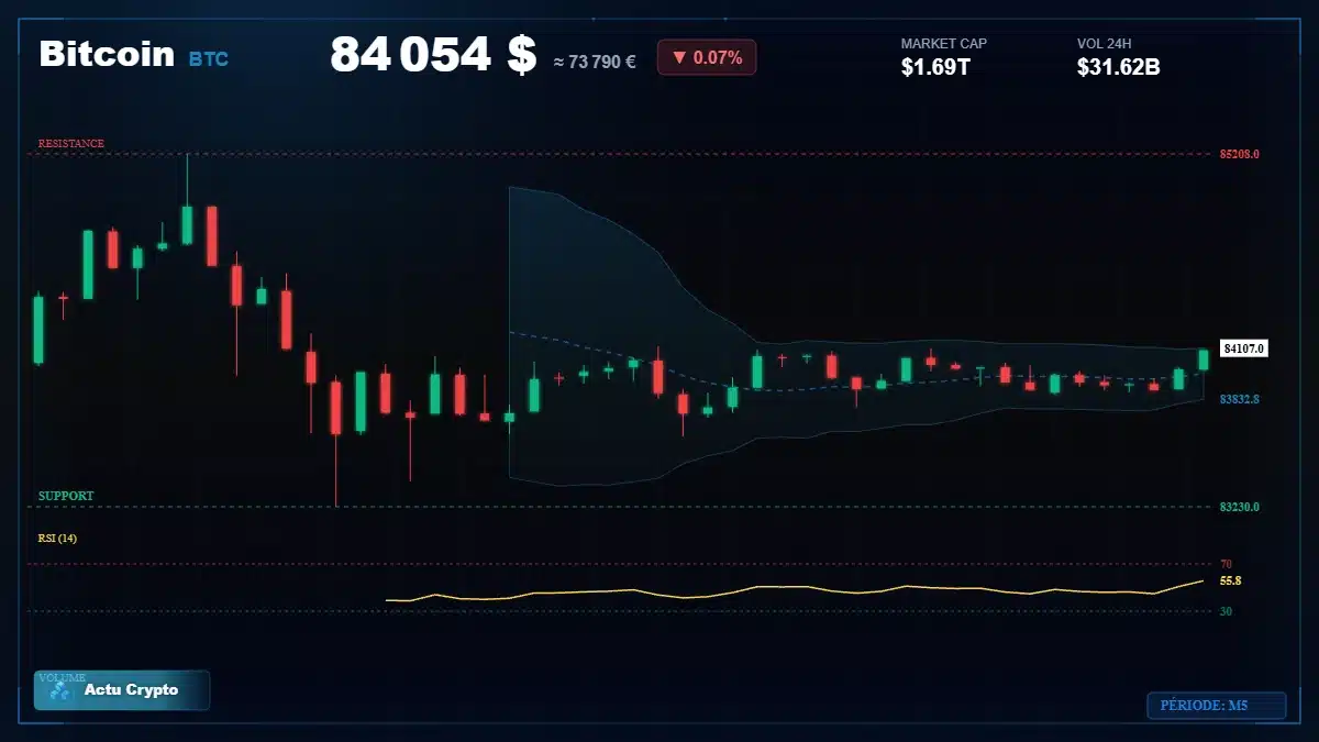 Graphique du cours Bitcoin (BTC) Analyse technique du cours Bitcoin (BTC) avec données de marché récentes