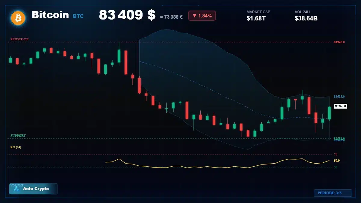 Analyse technique du cours Bitcoin (BTC) avec données de marché récentes