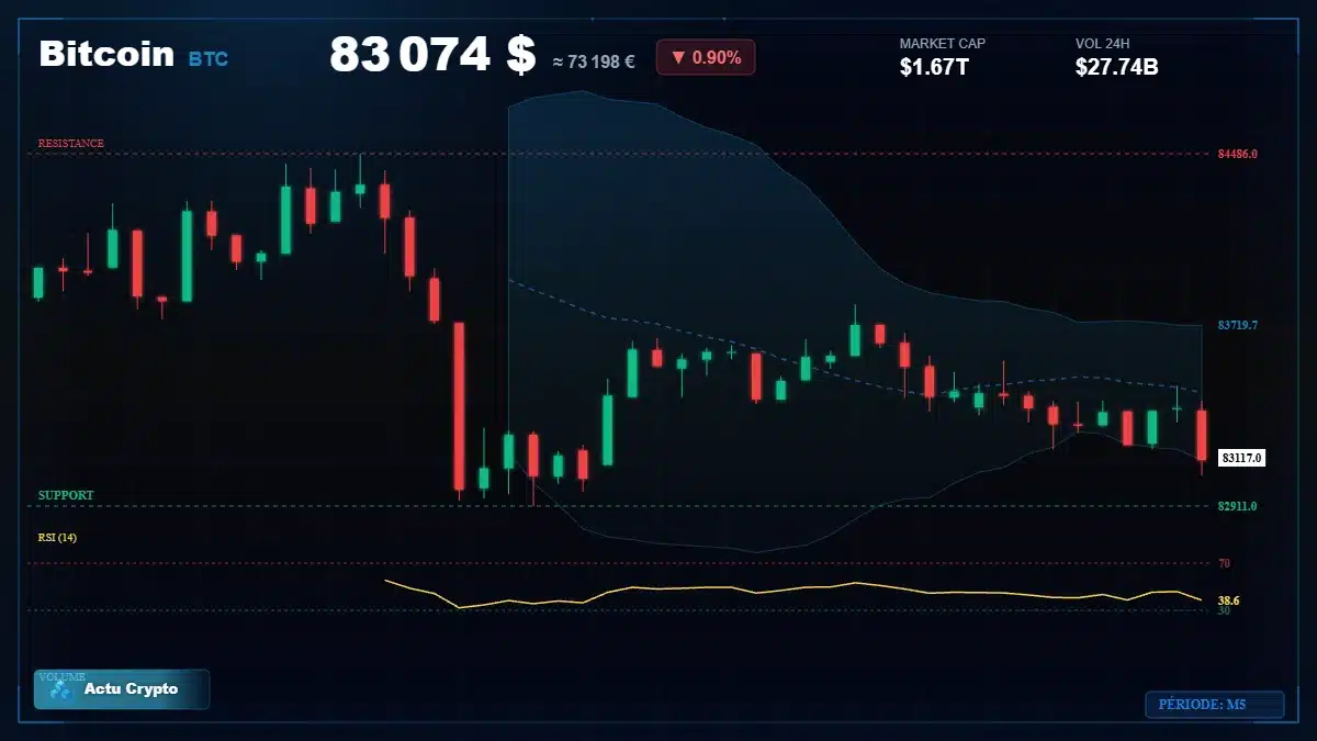 Graphique du cours Bitcoin (BTC) Analyse technique du cours Bitcoin (BTC) avec données de marché récentes