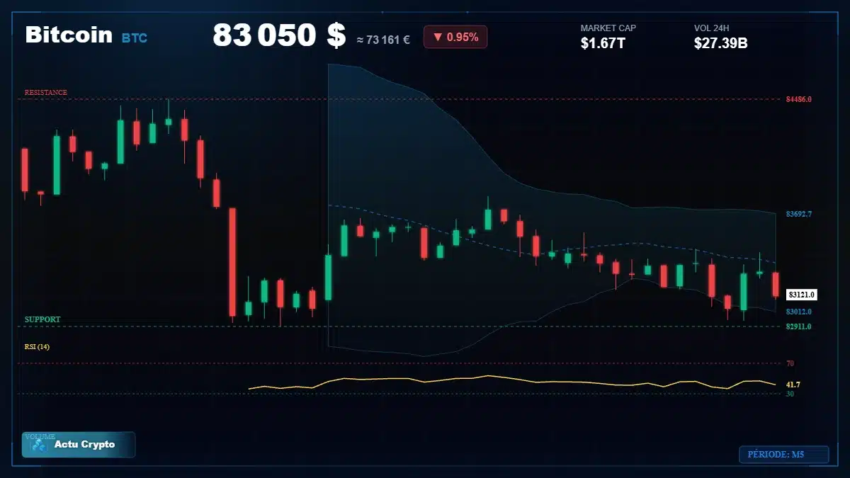 Graphique du cours Bitcoin (BTC) Analyse technique du cours Bitcoin (BTC) avec données de marché récentes