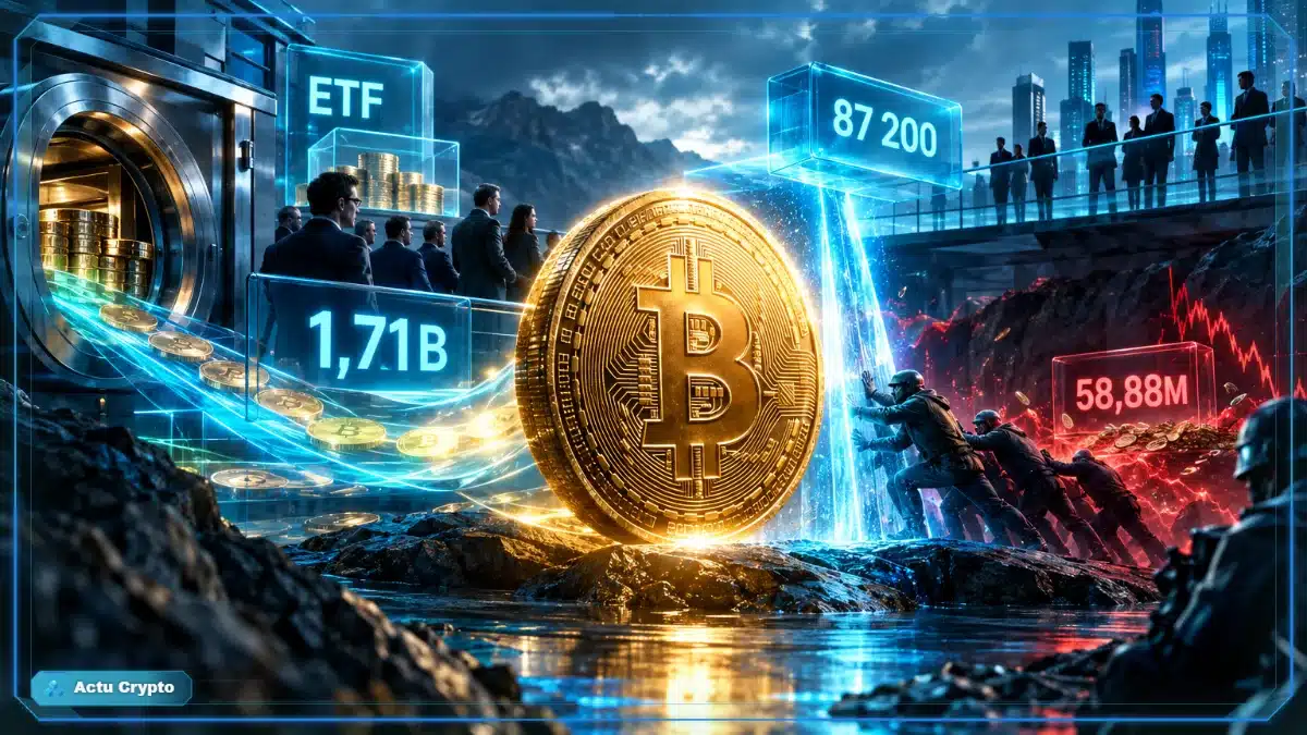 Bitcoin près d'une résistance à 87 200 dollars, soutenu par les ETF