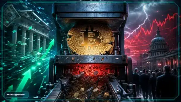 Graphique illustrant la baisse du cours Bitcoin sous les 80 000 $ face au dollar.