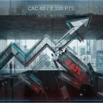 Écran affichant le cours du CAC 40 aujourd'hui sous les 8 300 points.