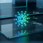 Graphique 3D montrant l'analyse technique du prix de Cardano face à la résistance de marché.