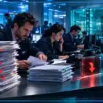 Photo réaliste d’un service de gestion du risque crypto clôturant de nombreuses positions longues à effet de levier tandis que Bitcoin reste proche de son support critique des 75 000 dollars.